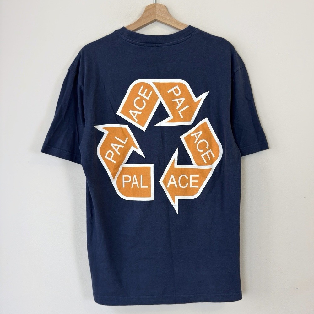 Palace Skateboads Recycle Skate Graphic Navy Blue Tee Shirt - Large